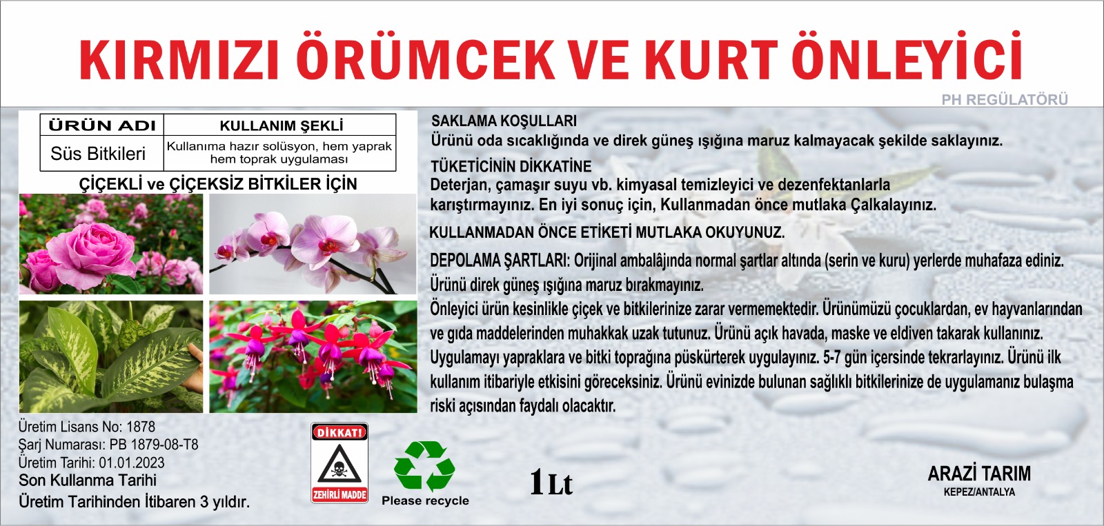 KIRMIZI ÖRÜMCEK VE KURT ÖNLEYİCİ 1 LT